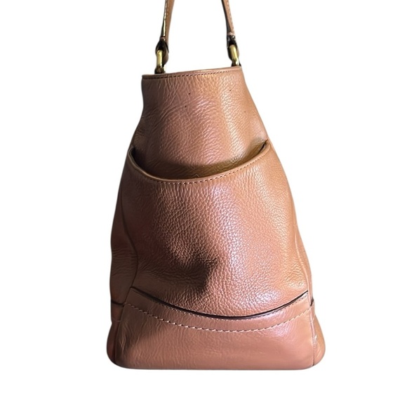 Coach Park Leather Carrie Tote - brass and sand colors with orange interior - Picture 3 of 9